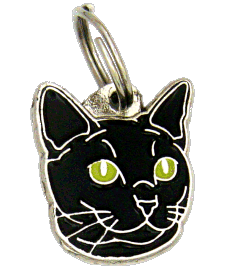 Azul russo - preto <br> (placa de identificação para gatos, Gravado incluído)